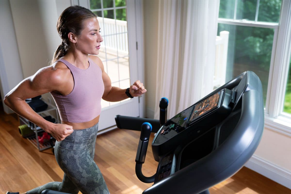 A treadmill with a digital display