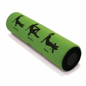 A green roll with black and green silhouettes on it.