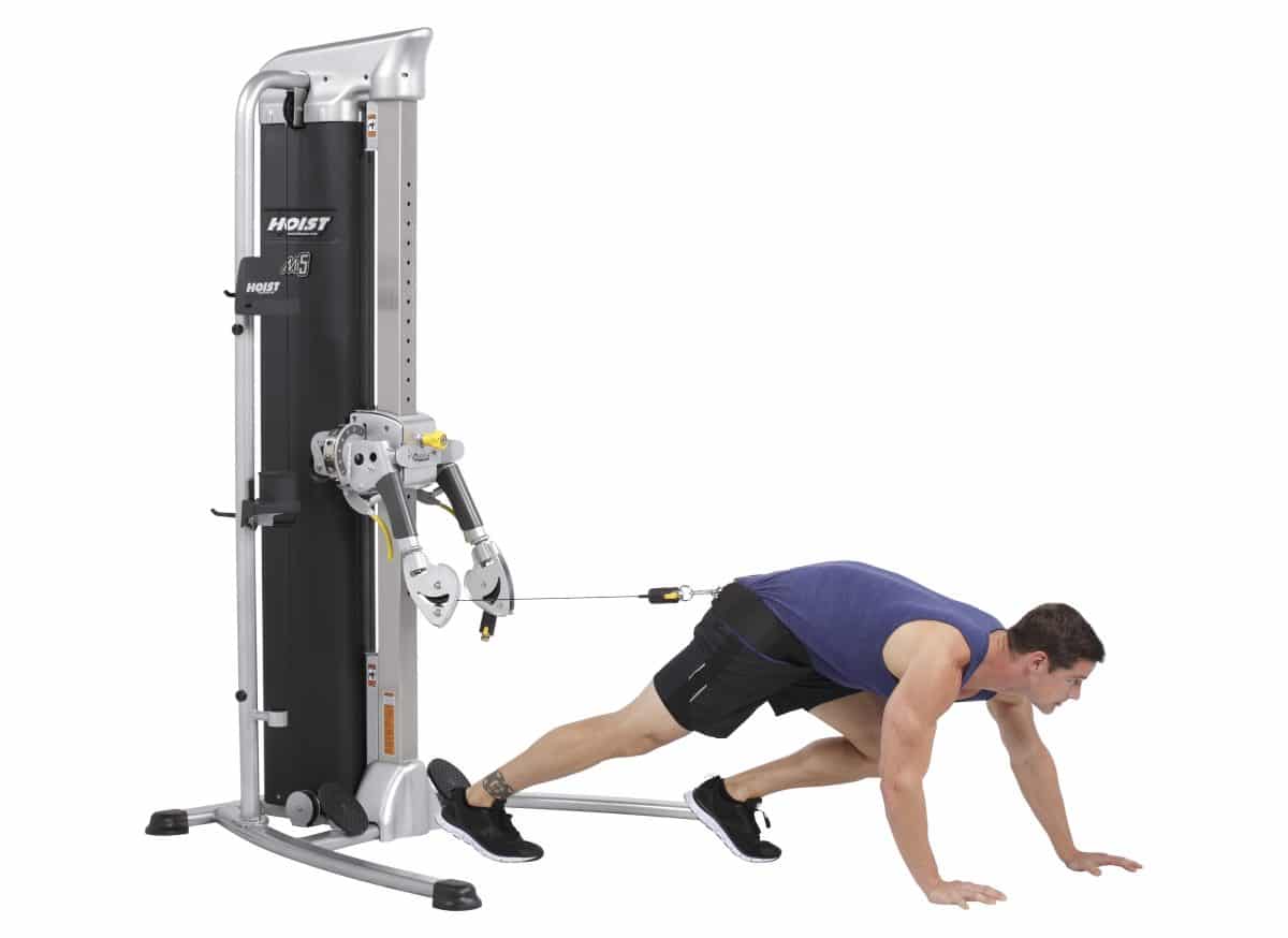 A gym machine with a pull up bar