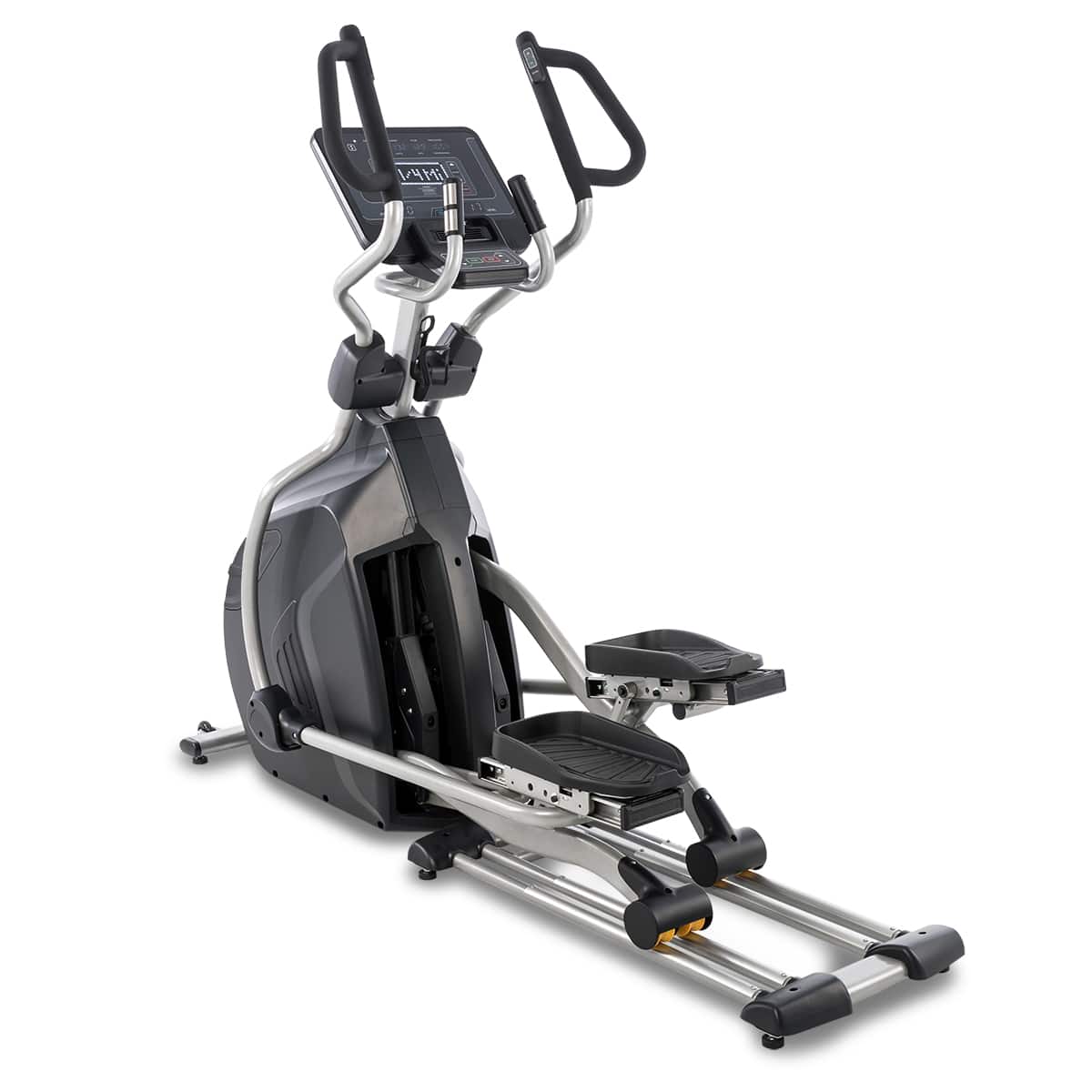 A stationary exercise bike with a seat and handlebars