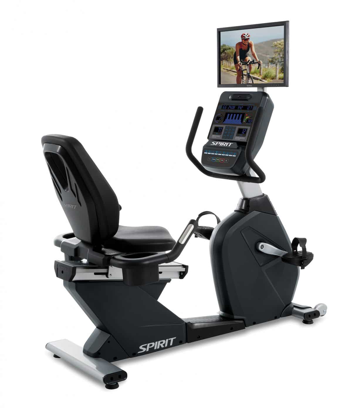 A stationary bike with a tv on it.