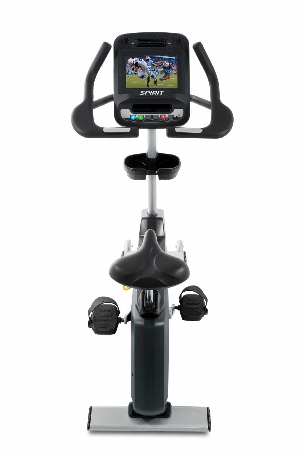 A stationary exercise bike with a monitor on it.