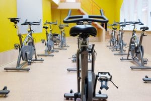 Fitness bycicles in gym - Fitness Expo
