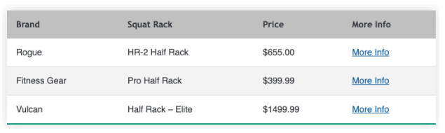 Half racks cost- Fitness Expo