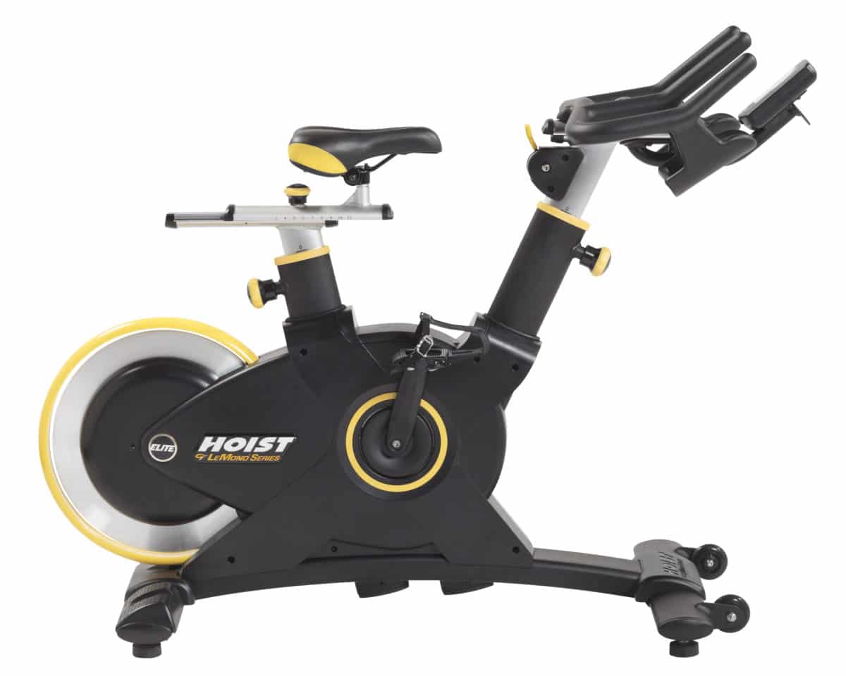 A spinning exercise bike with a seat on it